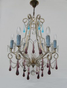 italiaanse kroonluchter, beads chandelier purple drops 